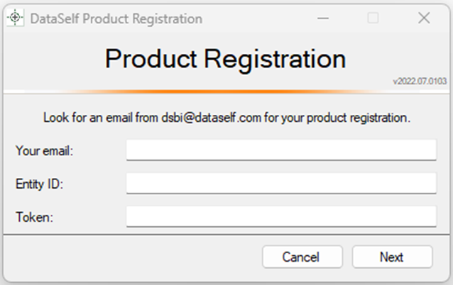 Product Registration window.